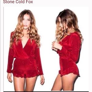 Stone cold fox red silk romper size 1